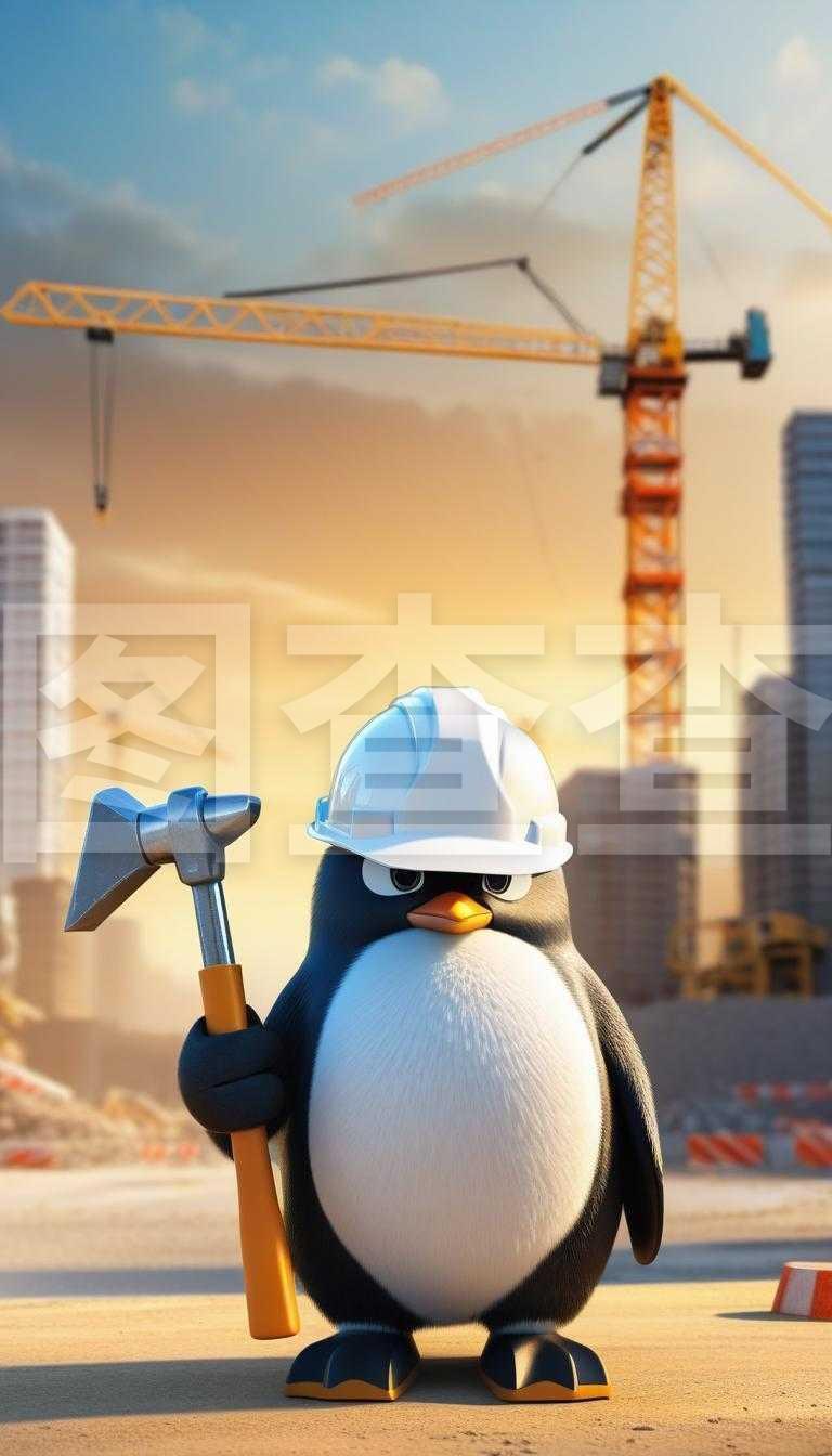 企鵝工程師遠眺建設(shè)中的城市